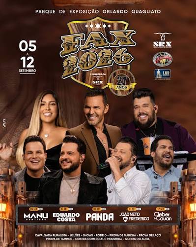 Sindicato Rural de Xinguara divulga grade de shows da FAX 2026