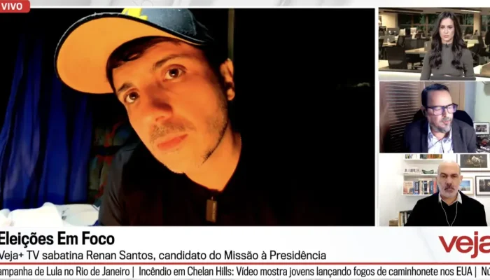Candidato Renan Santos acusa Eduardo Bolsonaro de ser 'lacaio de Trump' em sabatina da VEJA